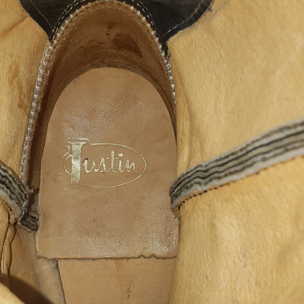 JUSTIN Blue Leather Roper Cowboy Boots Womens Size 6.5 B Vintage L3744 Made USA - Picture 11 of 14